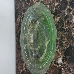 Vintage Federal Glass Green Patrician Spoke Depression Glass Oval Vegetable Bowl